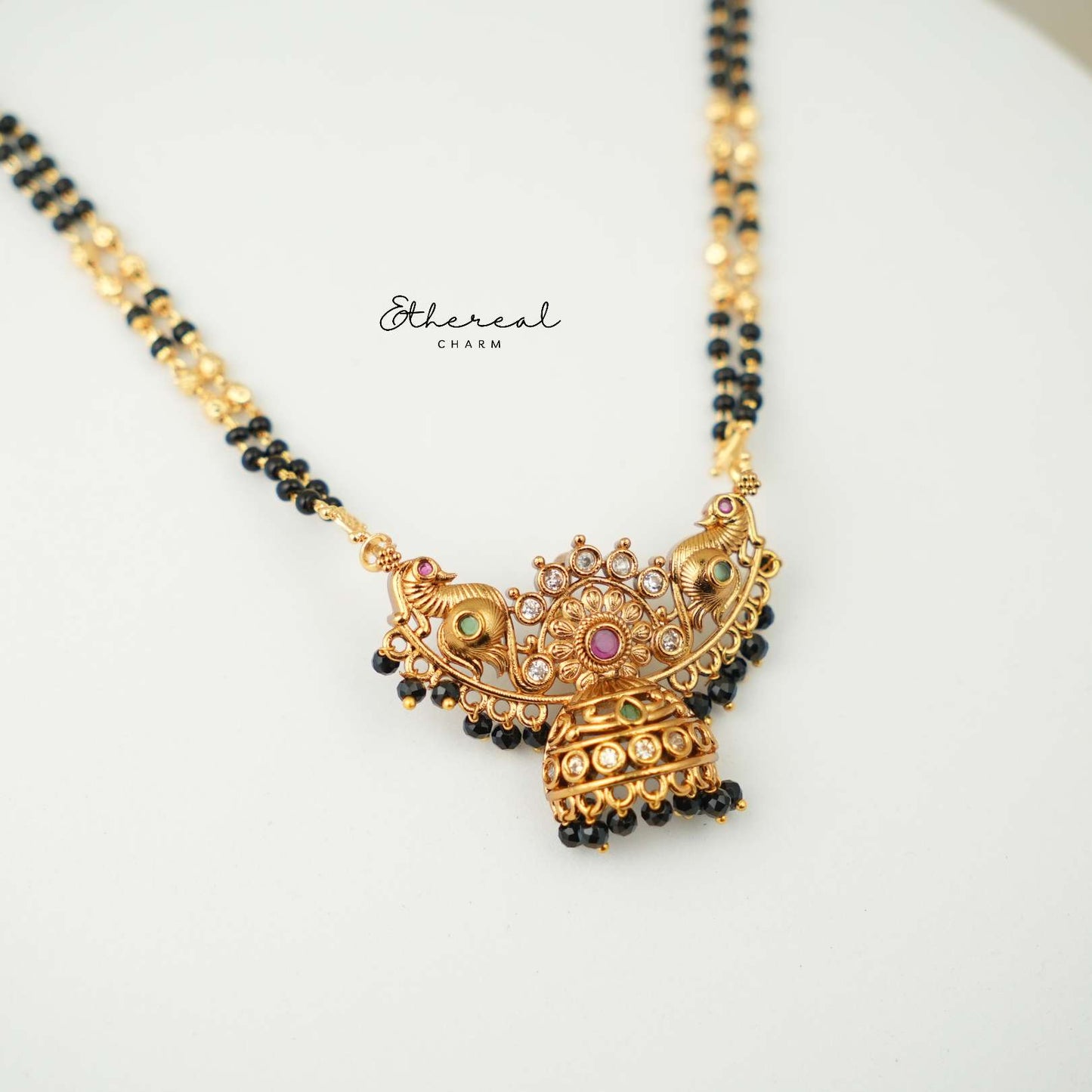 Exquisite Peacock Mangalsutra with Antique Pendant