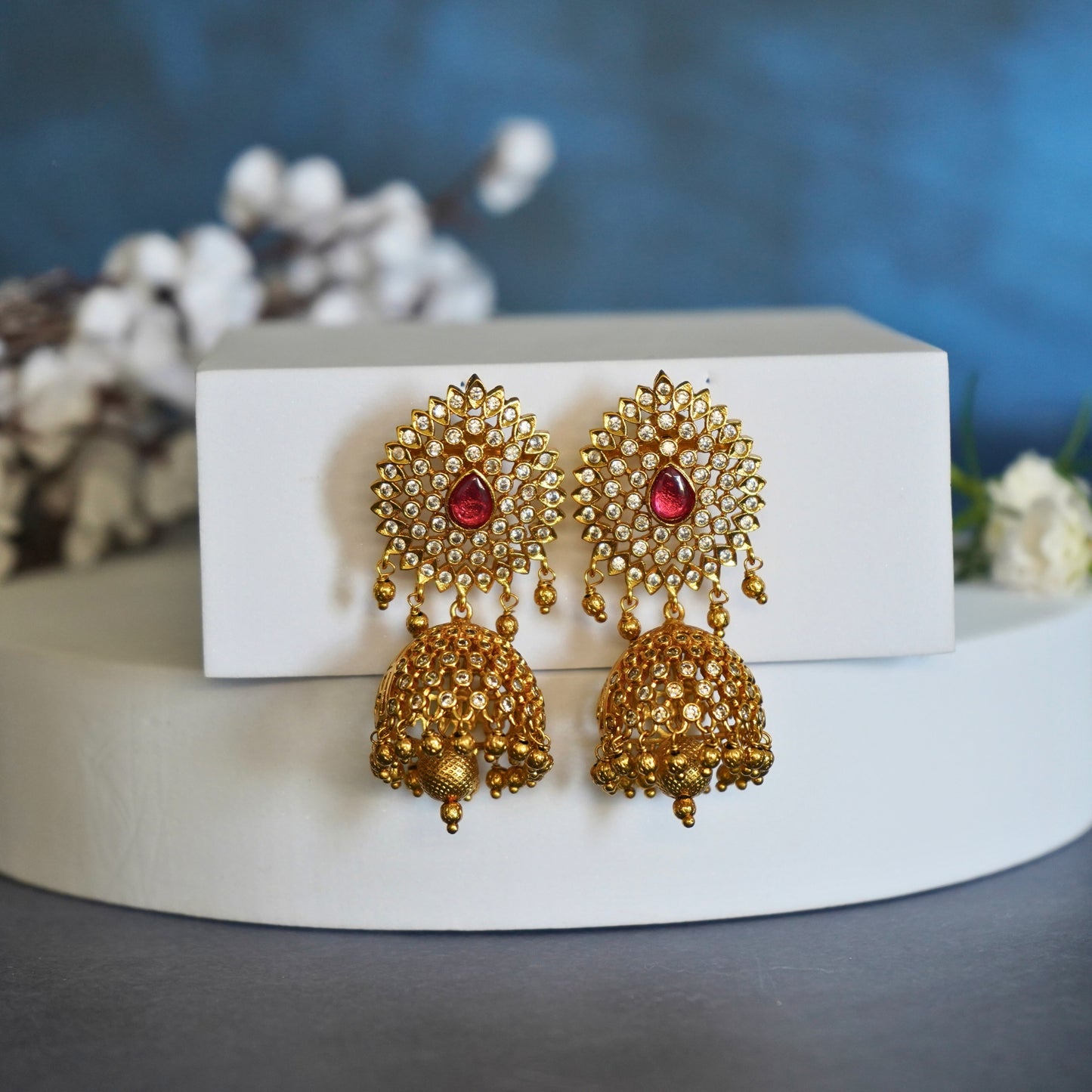 Stunning Gold Jhumka Earrings