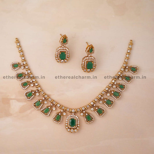 Gemstone Symphony: Necklace Set with Radiant Geometric Motifs