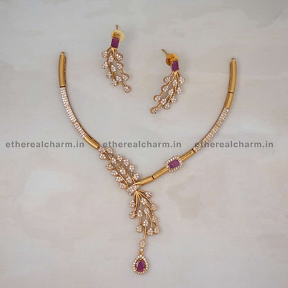 Kante Royal Charm: Gold Necklace Set with Intricate Goldwork