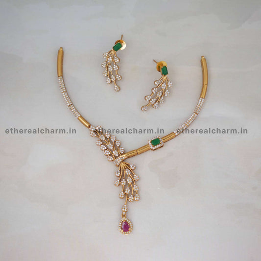 Kante Royal Charm: Gold Necklace Set with Intricate Goldwork