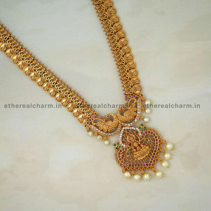 Kasula Peru Haram: Traditional Gold Necklace with Lakshmi Pendant