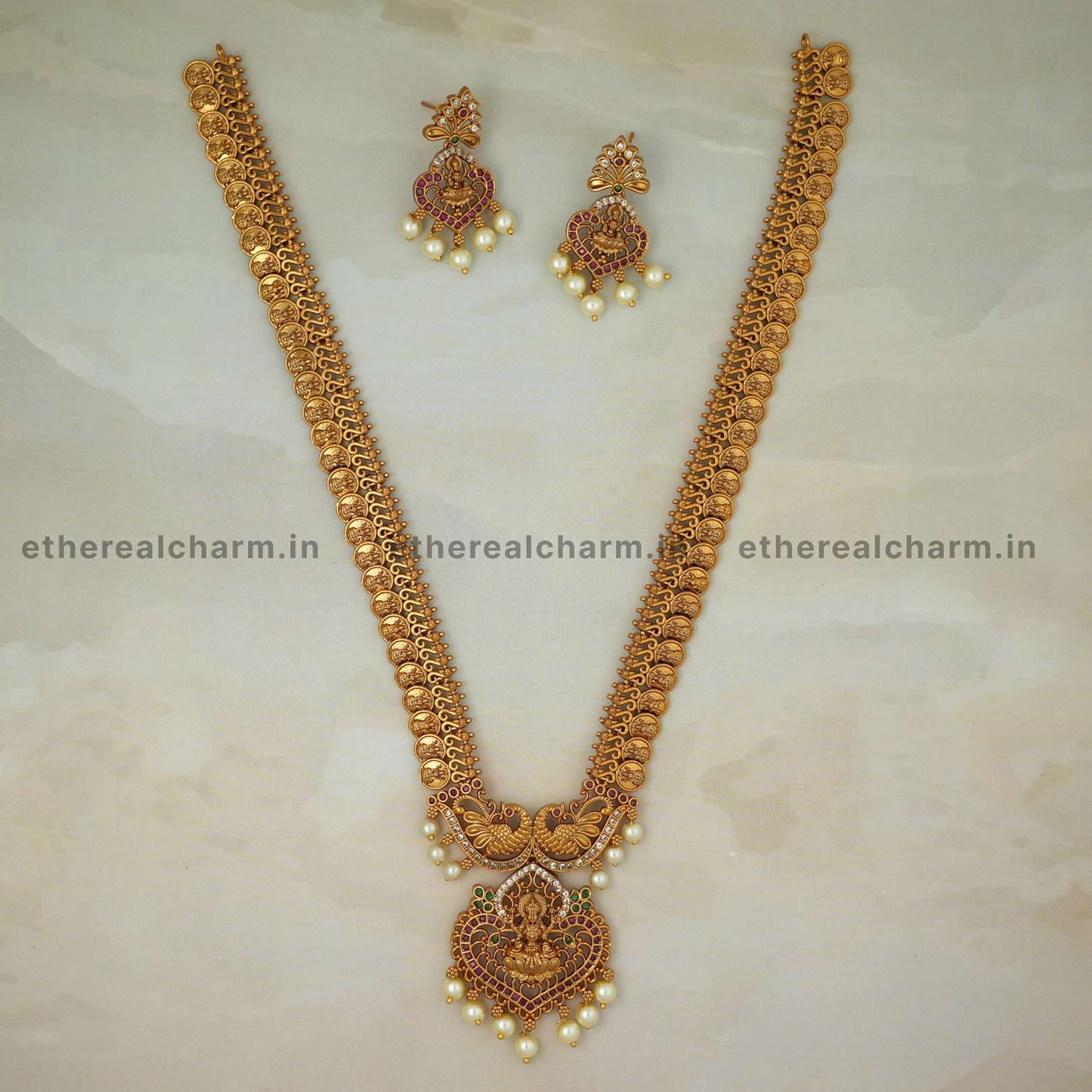 Kasula Peru Haram: Traditional Gold Necklace with Lakshmi Pendant