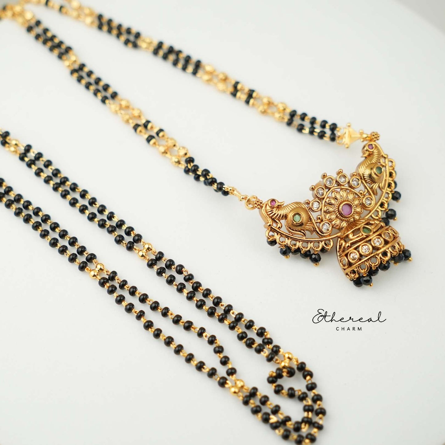 Exquisite Peacock Mangalsutra with Antique Pendant