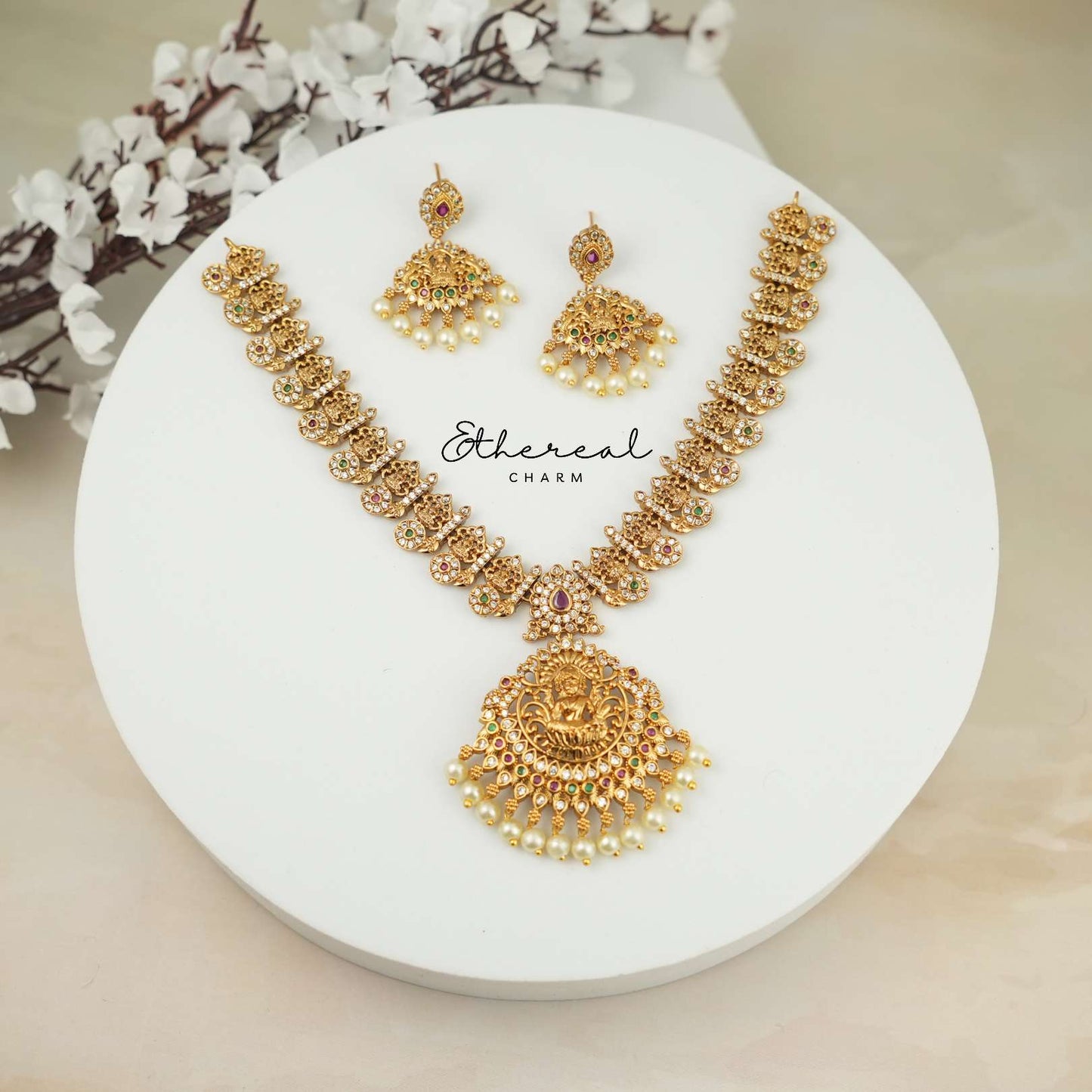 Divine Goddess Lakshmi Charm Necklace Set