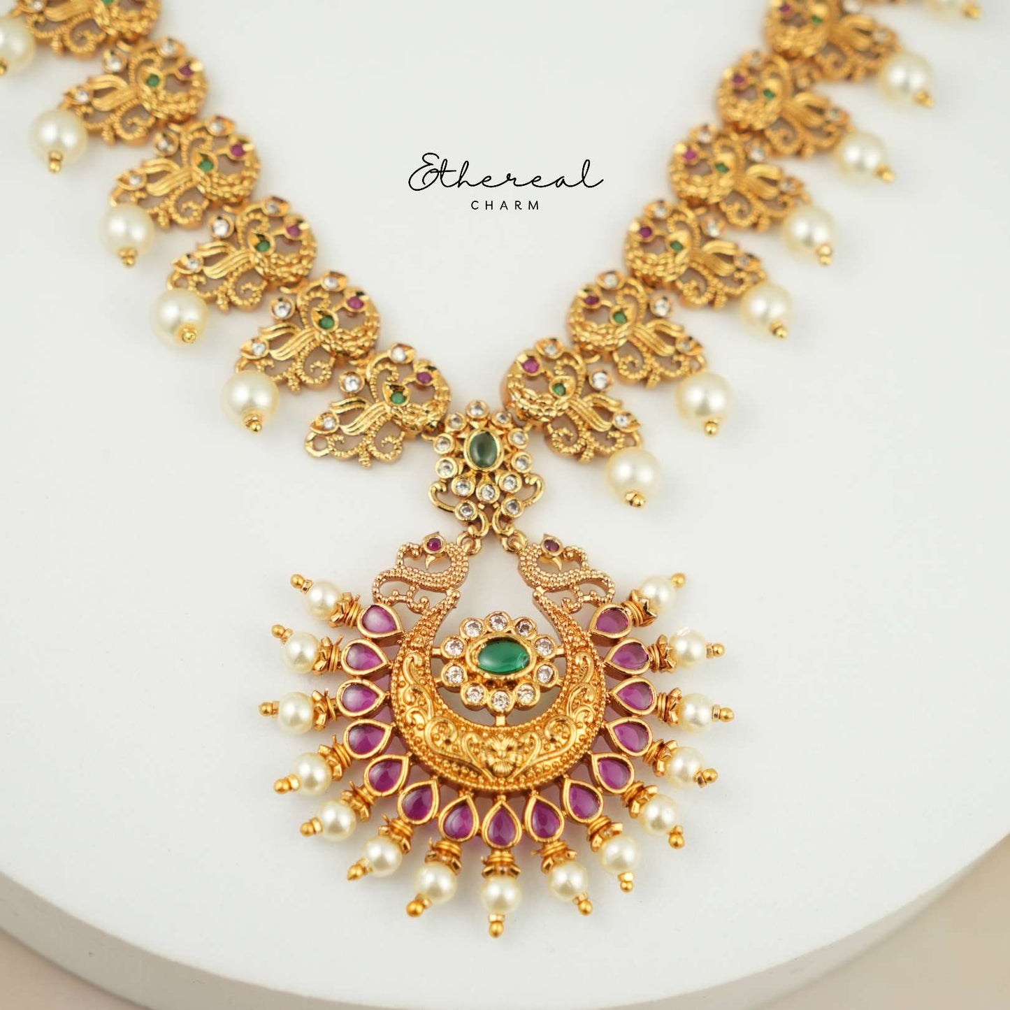 Royal Peacock-Inspired Necklace Set