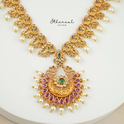 Royal Peacock-Inspired Necklace Set