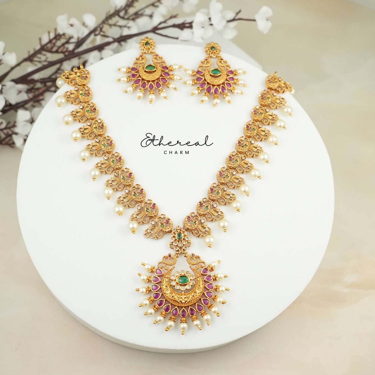 Royal Peacock-Inspired Necklace Set