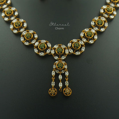 Victorian-Style Necklace Set with Floral Emerald