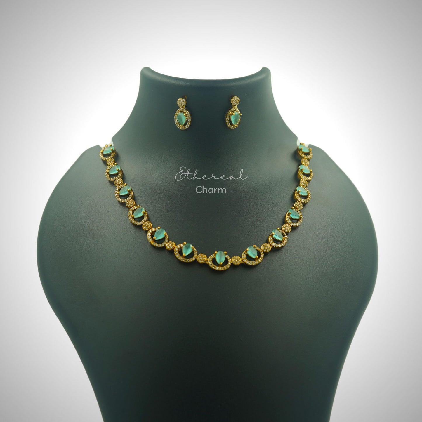 Victorian Aqua Charm Necklace Set