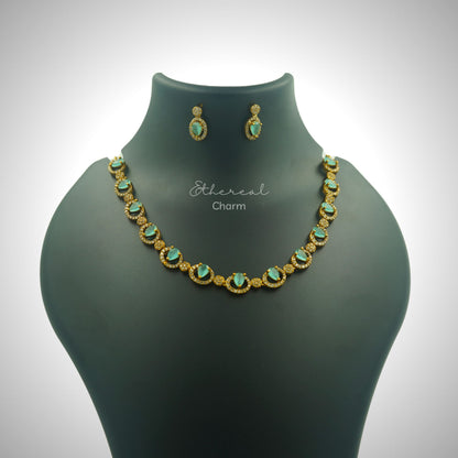 Victorian Aqua Charm Necklace Set