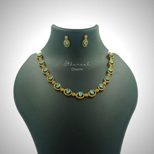 Victorian Aqua Charm Necklace Set