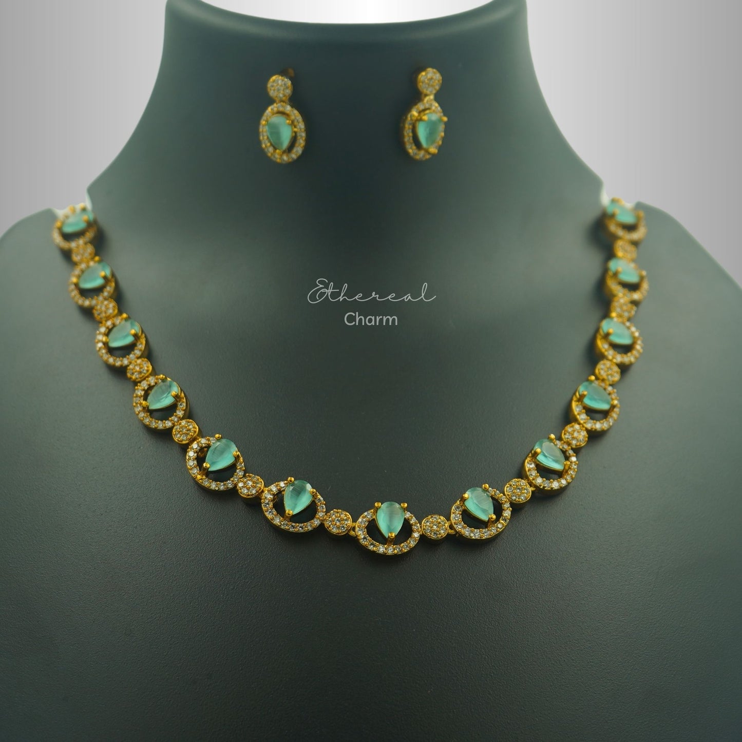 Victorian Aqua Charm Necklace Set