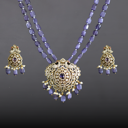 Royal Purple Monalisa Beads Necklace Set.