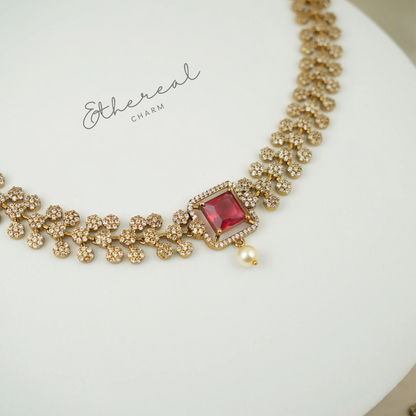 Cubic Zirconia Chokers with Square Stone Accents
