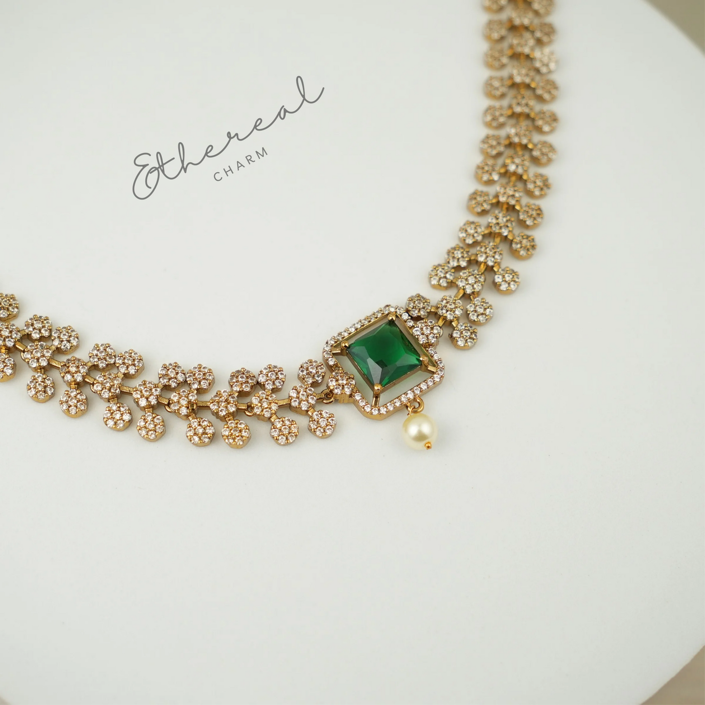 Cubic Zirconia Chokers with Square Stone Accents