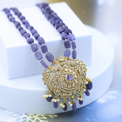 Royal Purple Monalisa Beads Necklace Set.