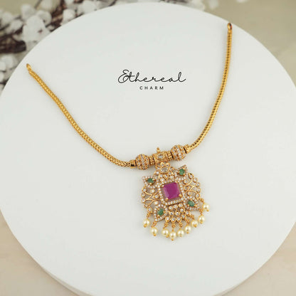 Regal Emerald Square Necklace