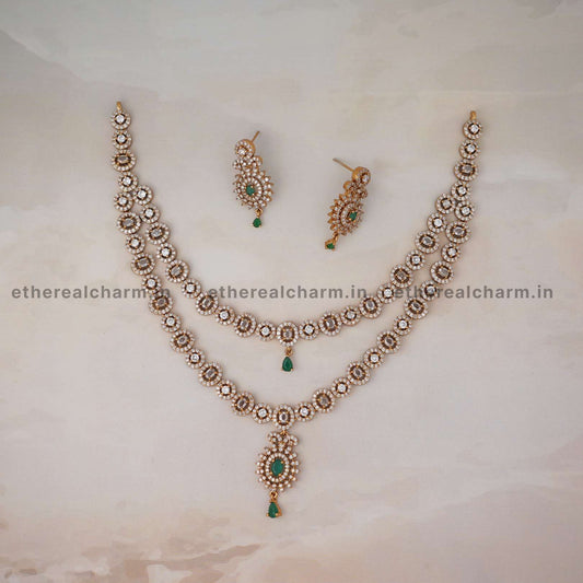 Regal Ruby Victorian Necklace Set with Double Layered Design