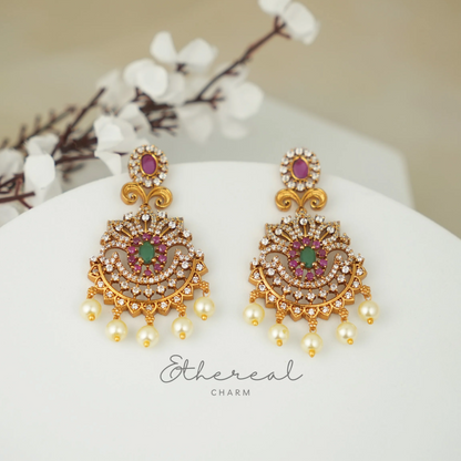 Regal Radiance: Ruby and Pearl Statement Set