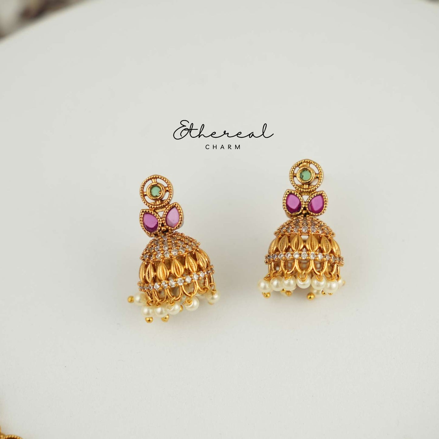 Festive Kundan Necklace with Pearl Drops and Temple Design Accents