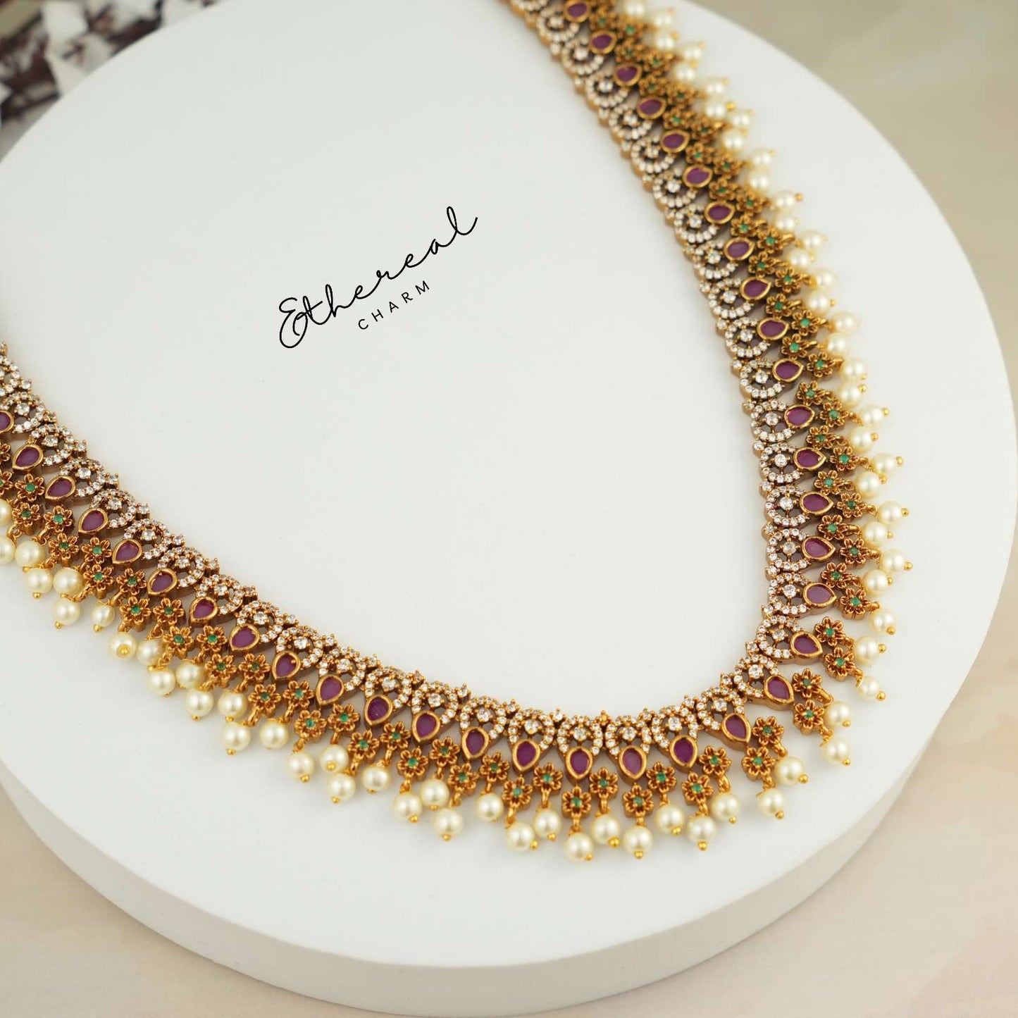 Majestic Long Haram with Pearls and Intricate Design