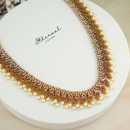 Majestic Long Haram with Pearls and Intricate Design
