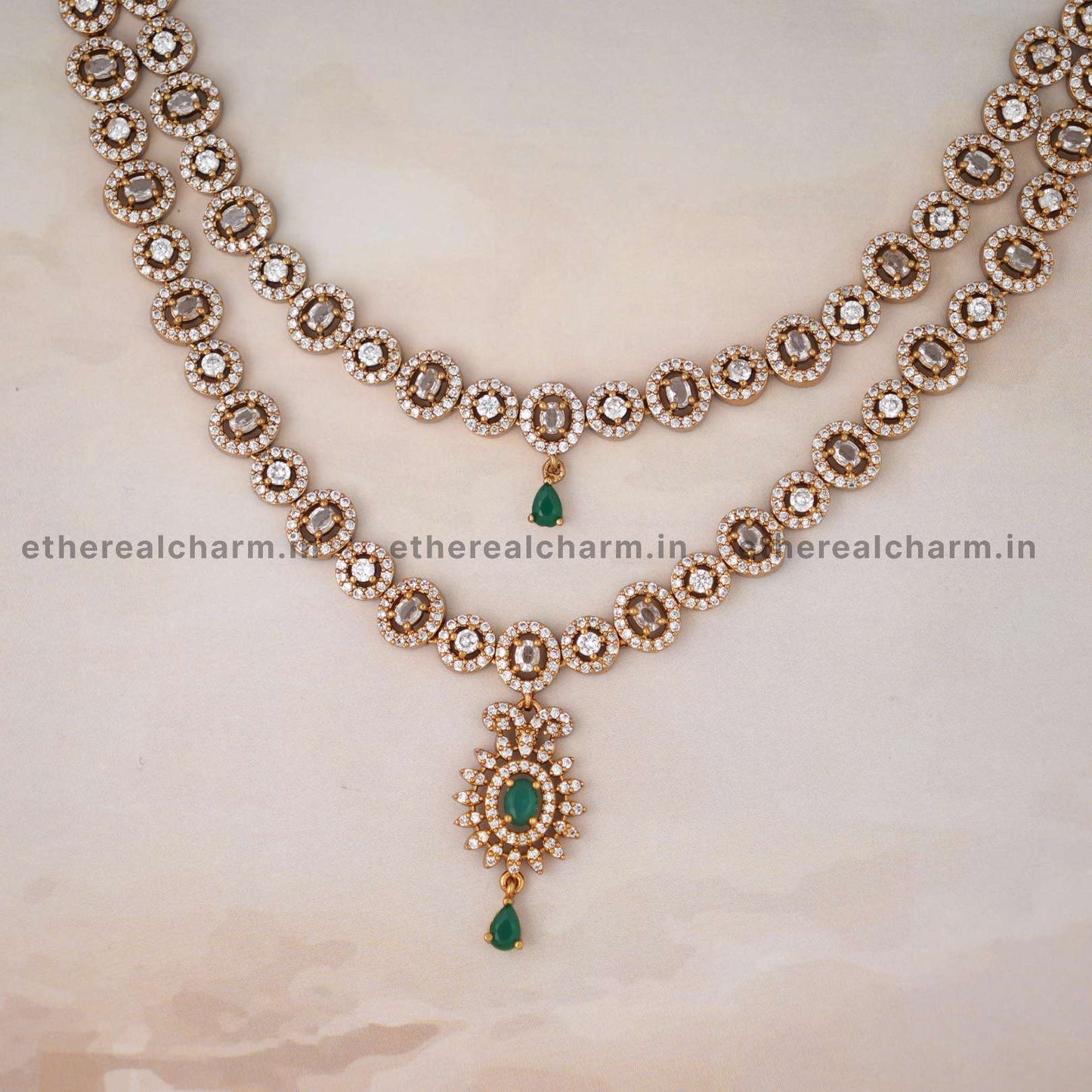 Regal Ruby Victorian Necklace Set with Double Layered Design