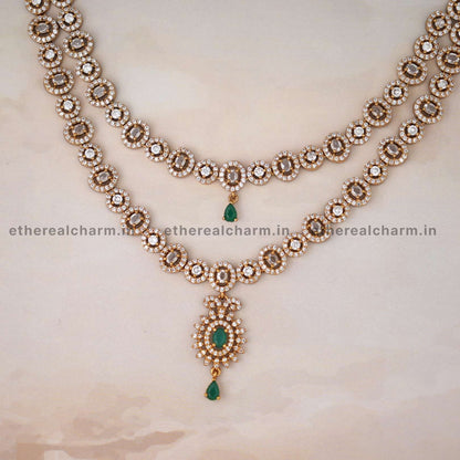 Regal Ruby Victorian Necklace Set with Double Layered Design