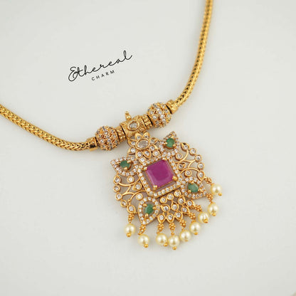 Regal Emerald Square Necklace