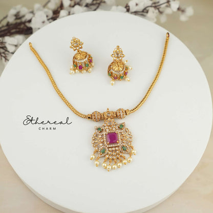 Regal Emerald Square Necklace