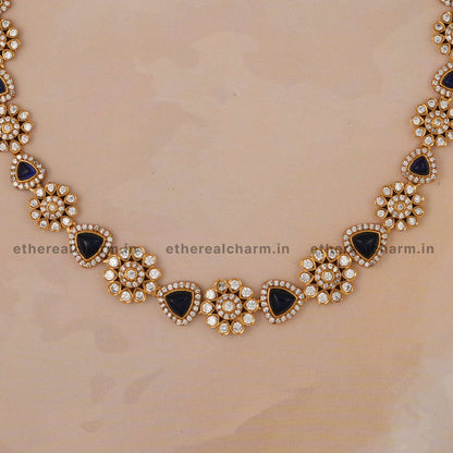 Gold Necklace Set with Floral Design